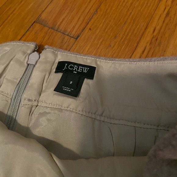 J Crew BEIGE mini pencil skirt pockets Size 2 small/xs winter WOOL warm - Picture 2 of 3
